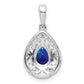 Sterling Silver Rhodium Plated Sapphire Teardrop Pendant