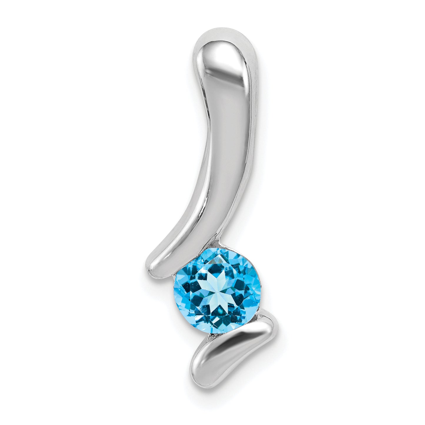 Sterling Silver Rhodium-Plated Blue Topaz Pendant