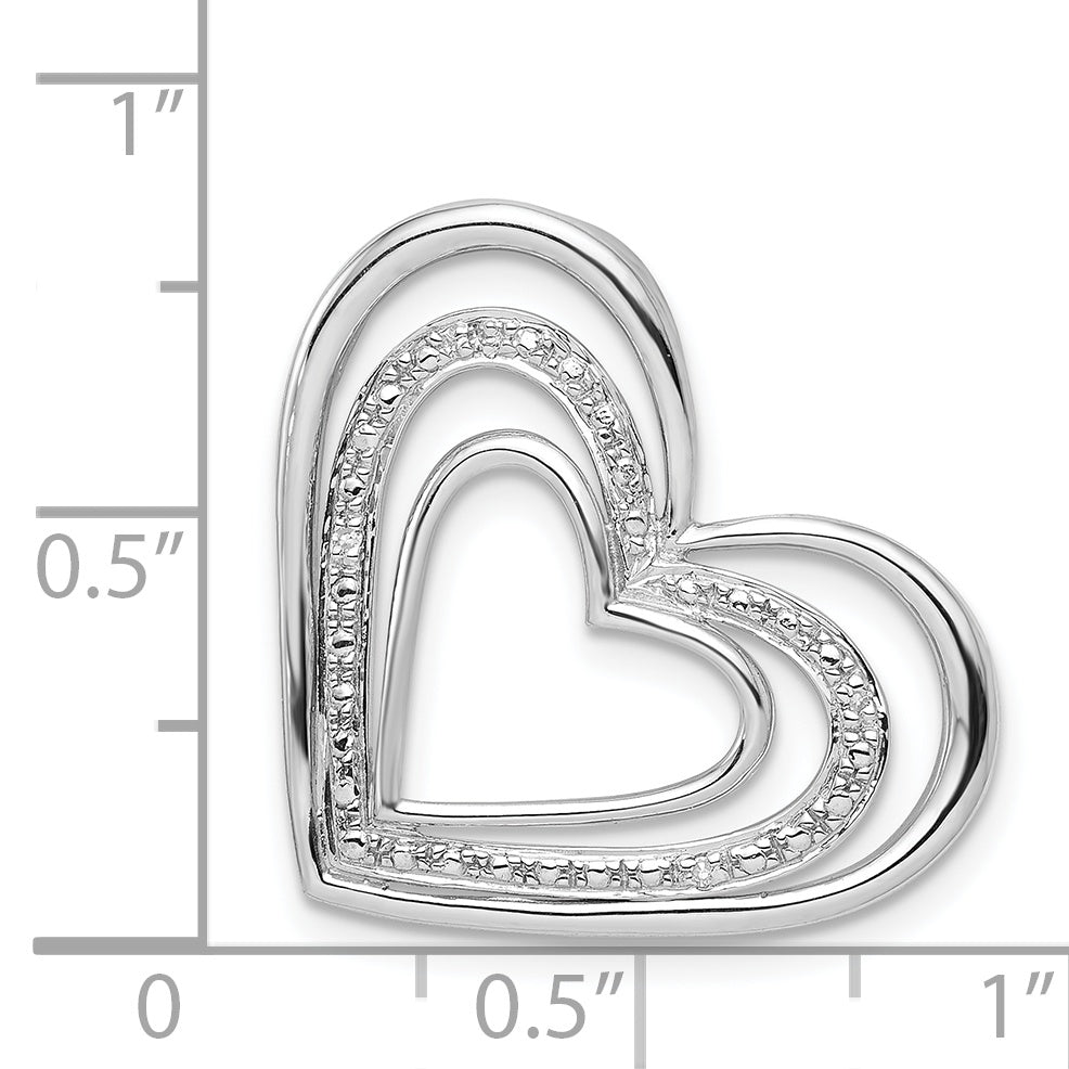 Sterling Silver Rhodium Plated Diamond Triple Heart Pendant