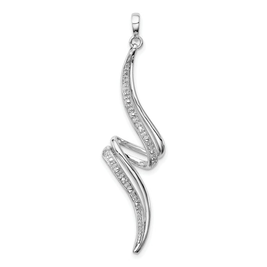 Sterling Silver Rhodium Plated Diamond Swirl Pendant