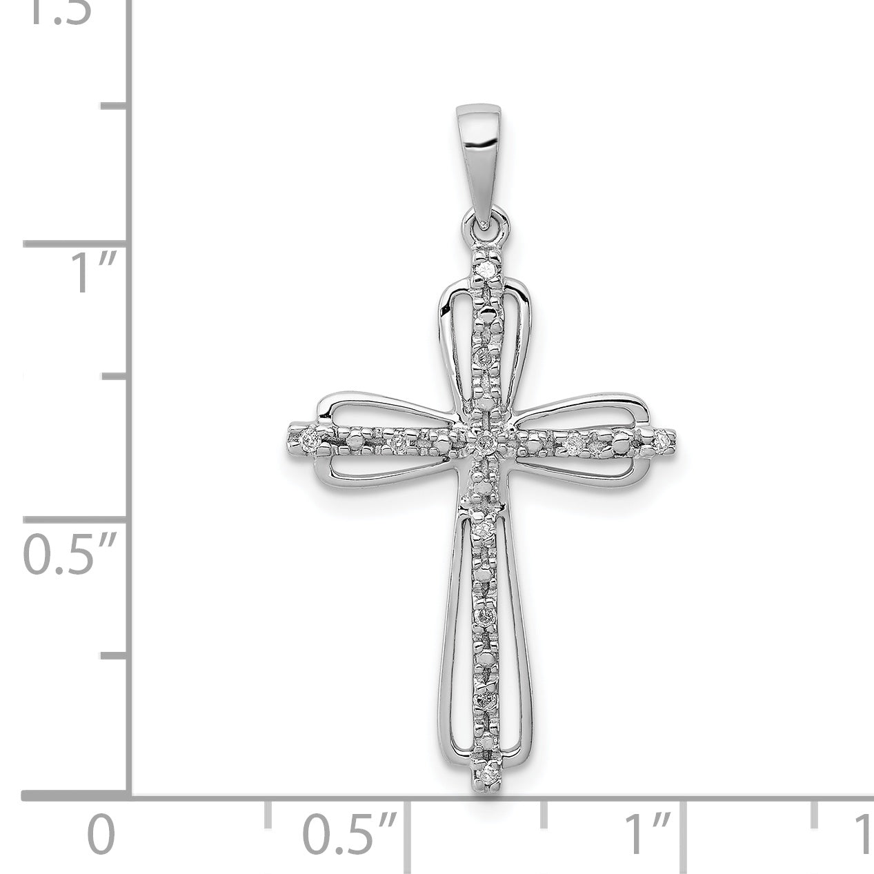 Sterling Silver Rhodium Plated Diamond Cross Pendant