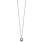 Sterling Silver White Night Rhodium-Plated Black And Diamond Teardrop Pendant 18 Inch Necklace With 2 Extender