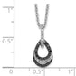 Sterling Silver White Night Rhodium-Plated Black And Diamond Teardrop Pendant 18 Inch Necklace With 2 Extender