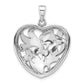 Sterling Silver Polished & Antiqued Marcasite Floral Heart Pendant