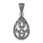 Sterling Silver Antiqued Marcasite Heart Teardrop Pendant