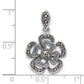 Sterling Silver Polished & Antiqued Marcasite Flower Pendant