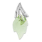 Sterling Silver Antiqued Marcasite & Green Swarovski Crystal Leaf Pendant