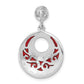 Sterling Silver Antiqued Marcasite & Red Epoxy Circle Slide Pendant