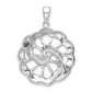 Sterling Silver Antiqued Marcasite Floral Pendant