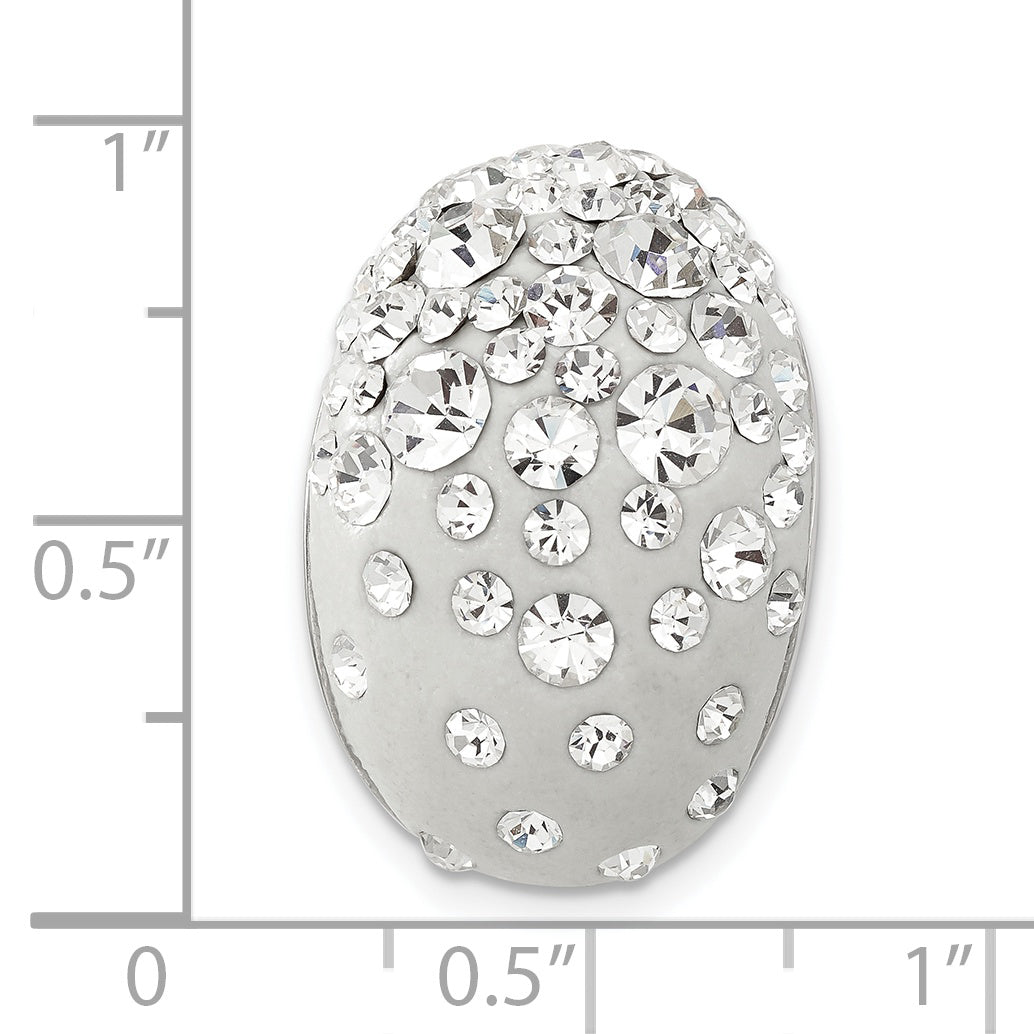 Sterling Silver Rhodium White Clay & Preciosa Crystal Chain Slide Pendant