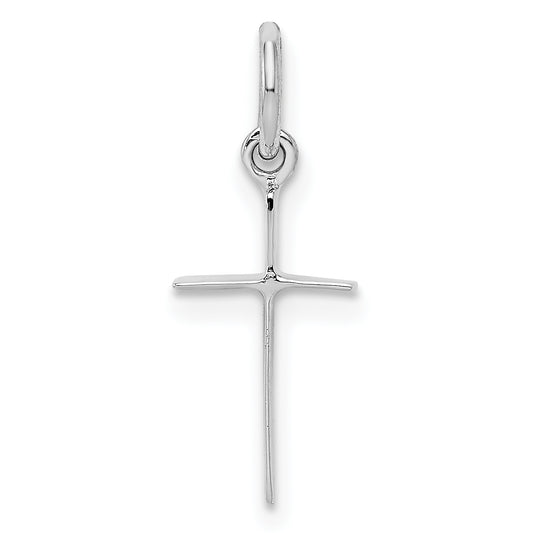 Sterling Silver Rh Plated Child'S Polished Cross Pendant