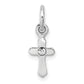 Sterling Silver Rh-Pltd Child'S Apr Clear Preciosca Crystal Cross Pendant