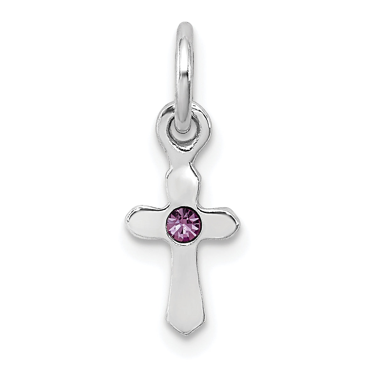 Sterling Silver Rh-Pltd Child'S June Preciosca Crystal Cross Pendant