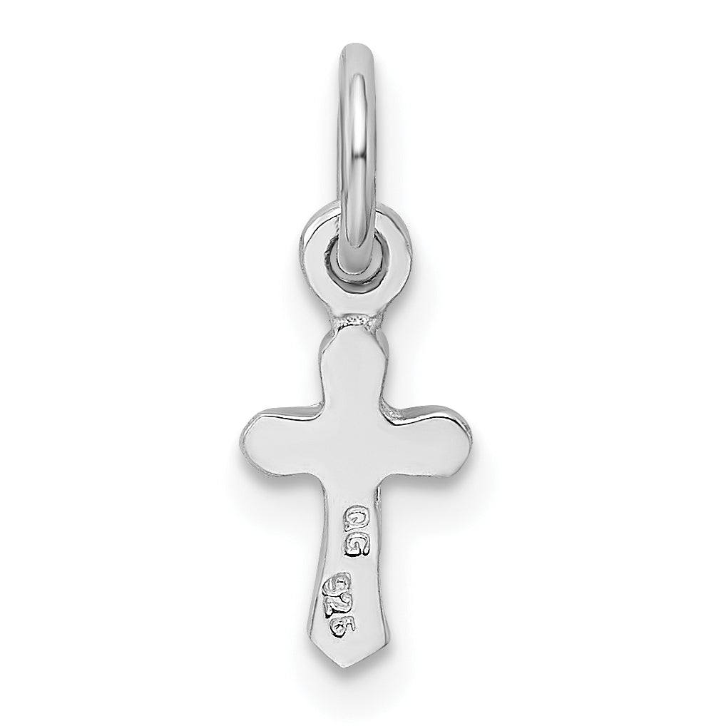 Sterling Silver Rh-Pltd Child'S May Green Preciosca Crystal Cross Pendant