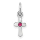 Sterling Silver Rh-Pltd Child'S Oct Pink Preciosca Crystal Cross Pendant