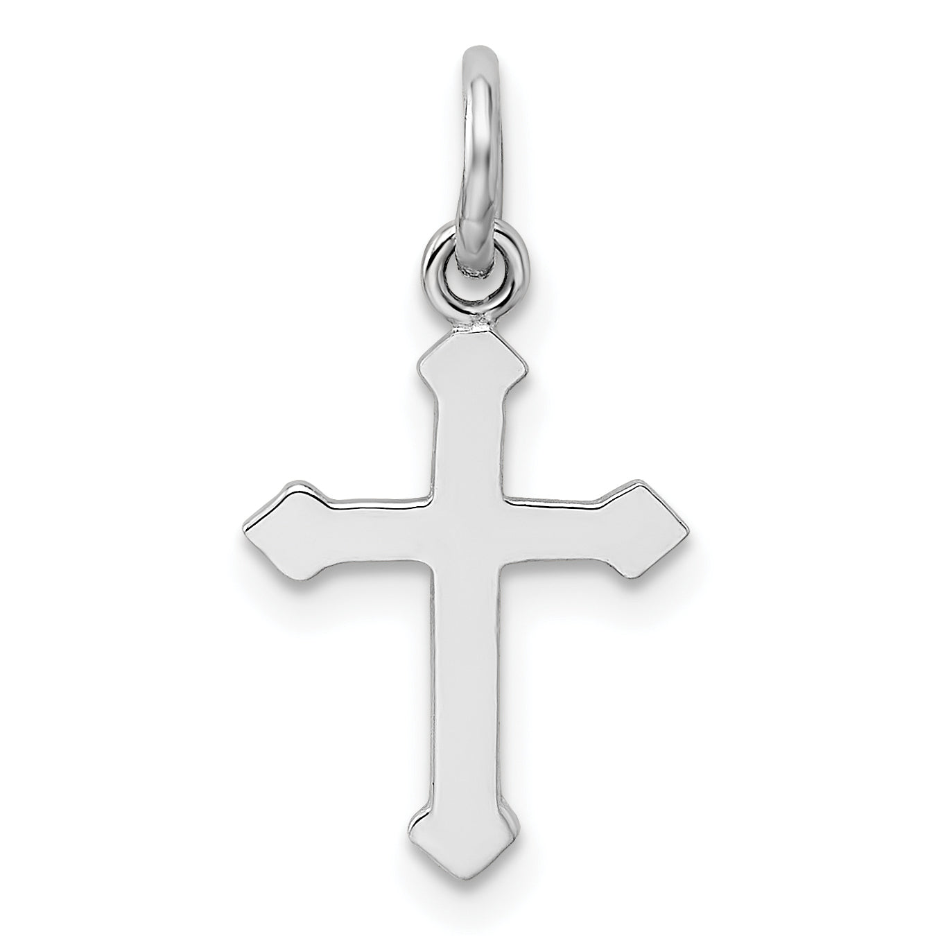 Sterling Silver Rh Plated Child'S Polished Cross Pendant