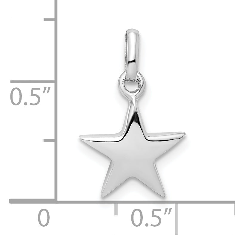 Sterling Silver Rh Plated Child'S Polished Star Pendant