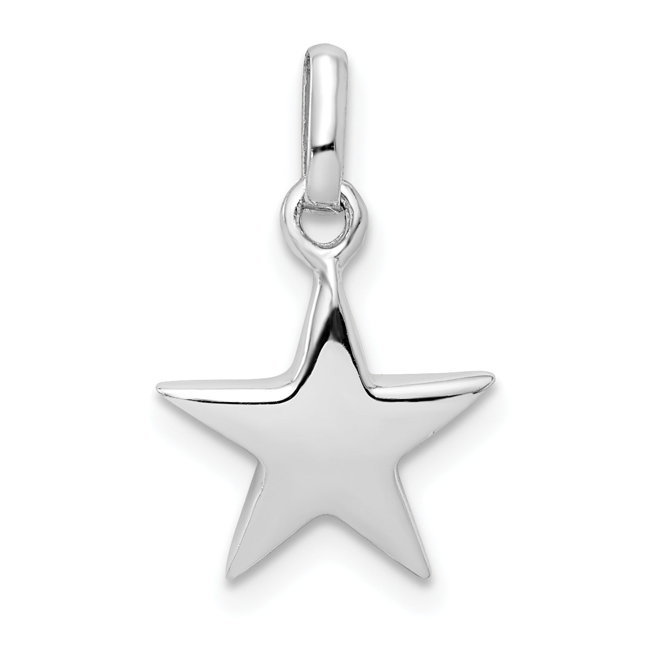 Sterling Silver Rh Plated Child'S Polished Star Pendant