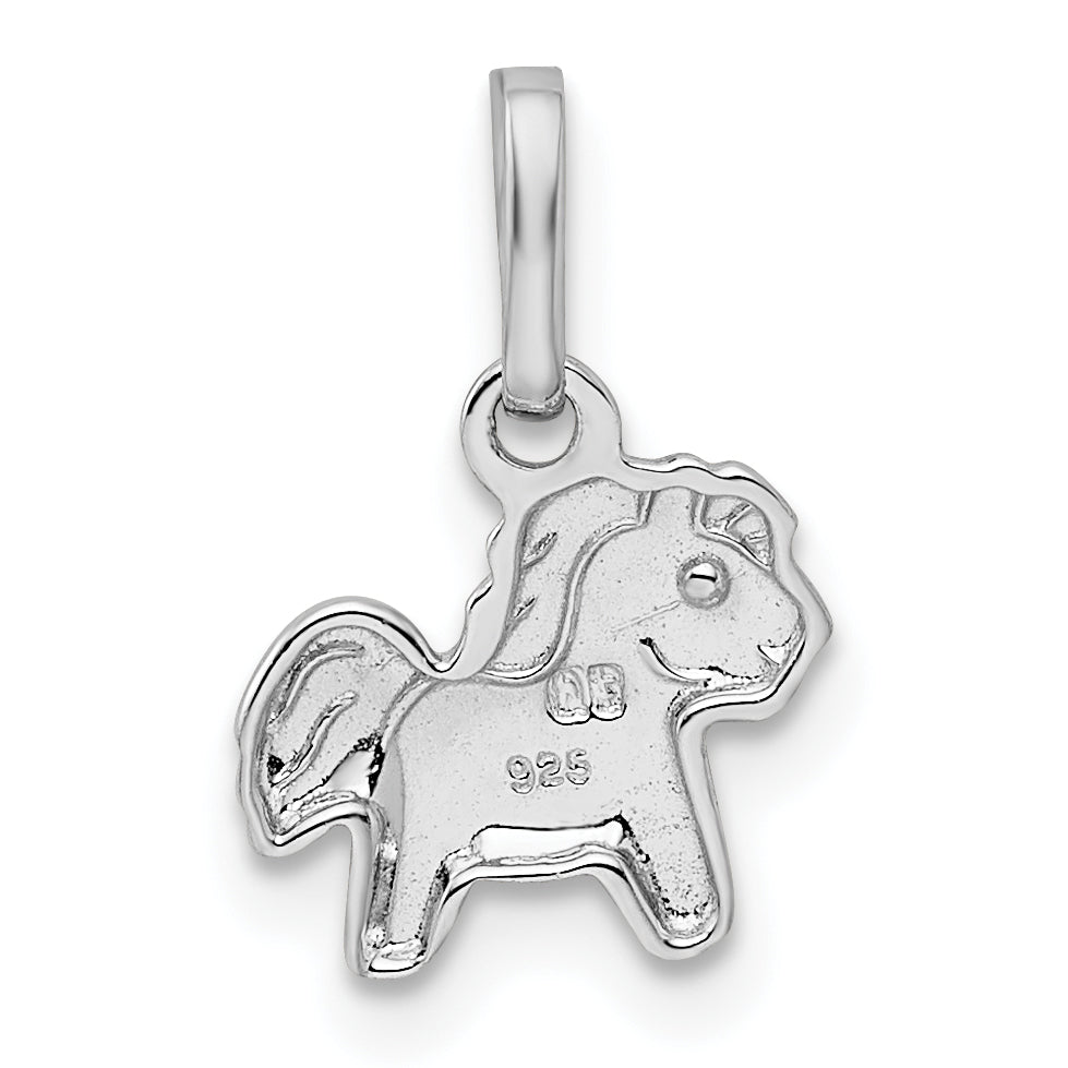 Sterling Silver Rhodium-Plated Polished Pony Children'S Pendant