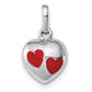 Sterling Silver Rh-Plated Polished Red Enameled Hearts Children'S Pendant