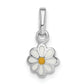 Sterling Silver Rh-Plated White & Yellow Enamel Daisy Children'S Pendant