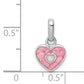 Sterling Silver Rh-Plated Pink Glitter Enameled Heart Children'S Pendant