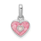 Sterling Silver Rh-Plated Pink Glitter Enameled Heart Children'S Pendant