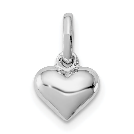 Sterling Silver Rhodium-Plated Polished Heart Children'S Pendant