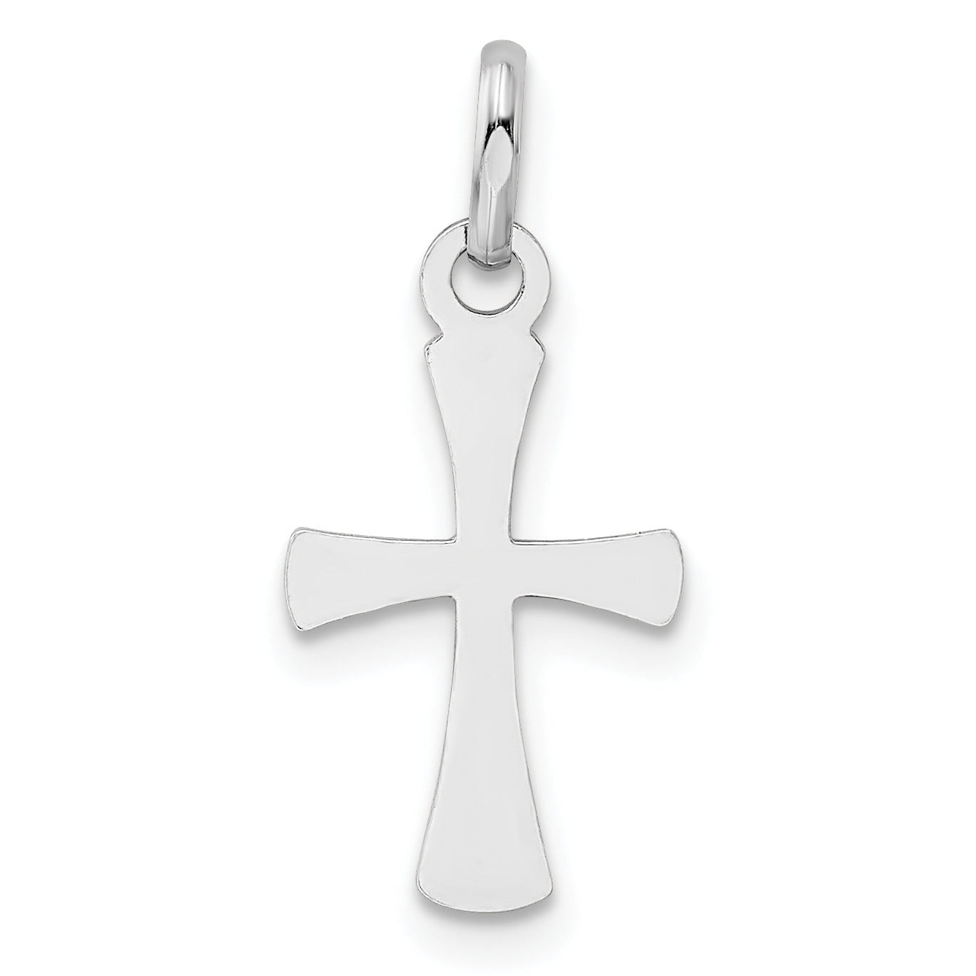 Sterling Silver Rh Plated Child'S Polished Cross Pendant