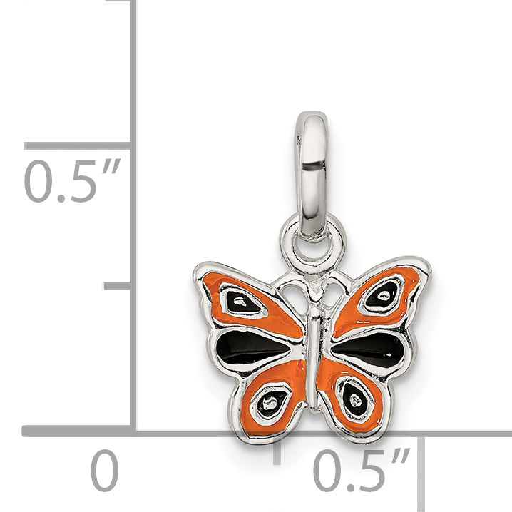 Sterling Silver Enamel Kid'S Butterfly Pendant