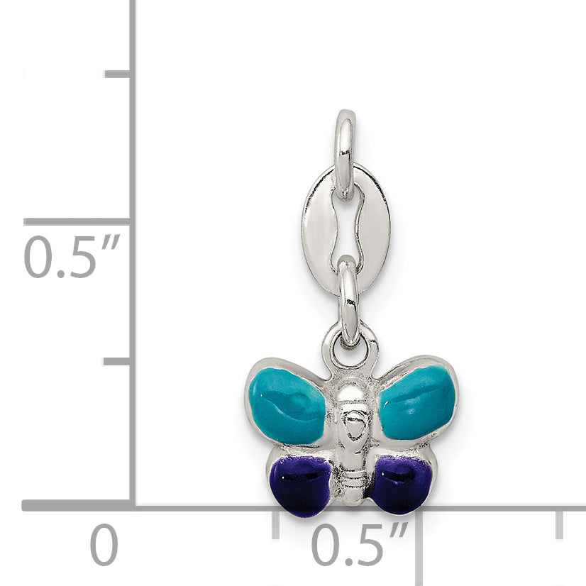 Sterling Silver Enamel Butterfly Pendant