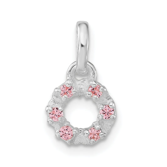 Sterling Silver Children'S Polished Pink Cz Circle Pendant