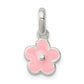 Sterling Silver Polished Pink Enameled Flower Children'S Pendant