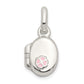 Sterling Silver Polished Pink Enamel Clover Oval Locket Children'S Pendant