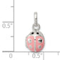 Sterling Silver Pink & Black Enamel Ladybug Locket Children'S Pendant