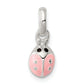 Sterling Silver Polished Pink & Black Enameled Ladybug Children'S Pendant