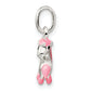 Sterling Silver Polished Pink & Black Enameled Pony Children'S Pendant