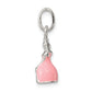 Sterling Silver Children'S Pink Enameled Princess Pendant