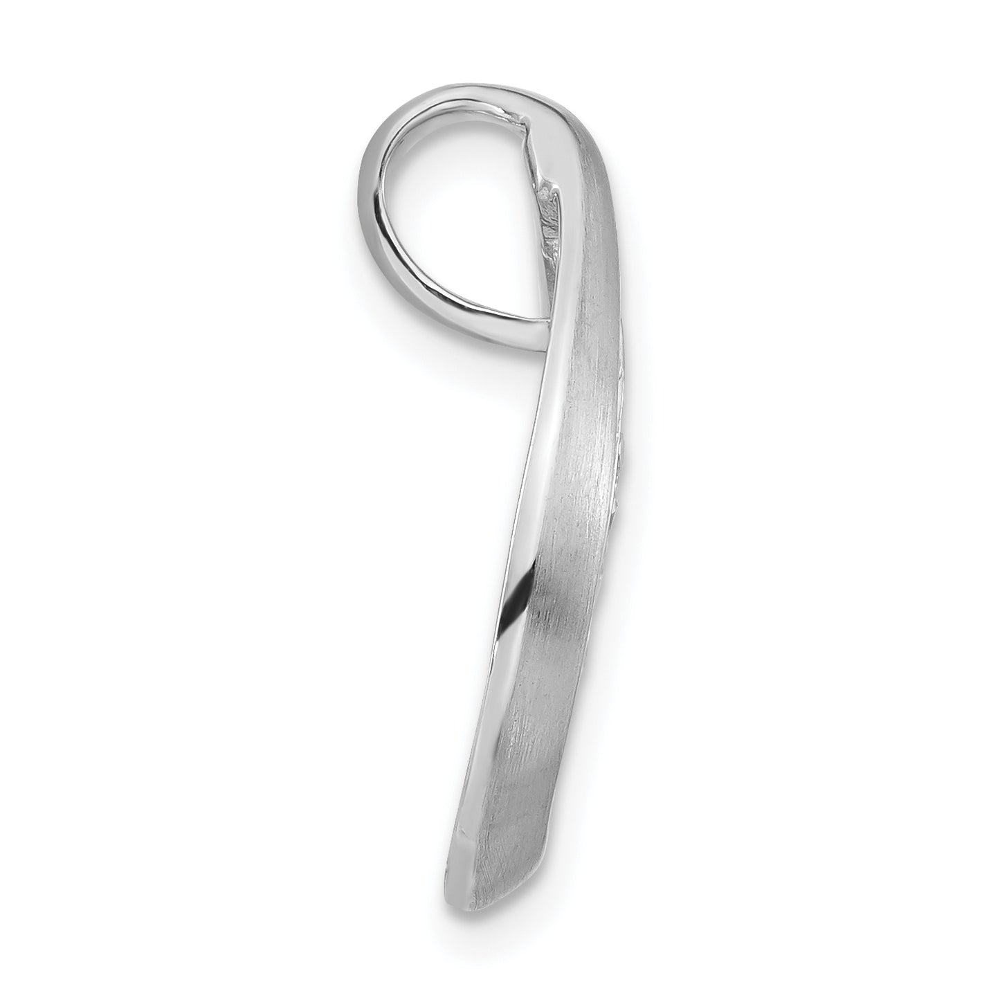 Sterling Silver Brushed Cz Teardrop Chain Slide Pendant