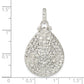 Sterling Silver Polished Cz & Crystal Flower Teardrop Pendant