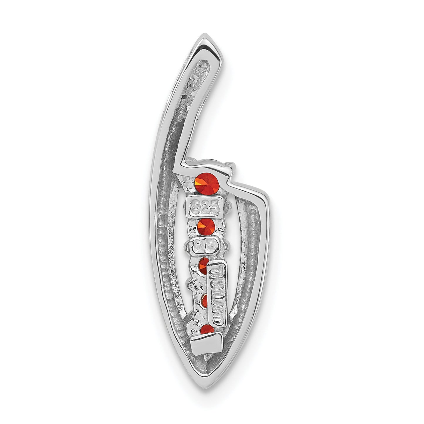 Sterling Silver Polished Fancy Red Cz Slide Pendant