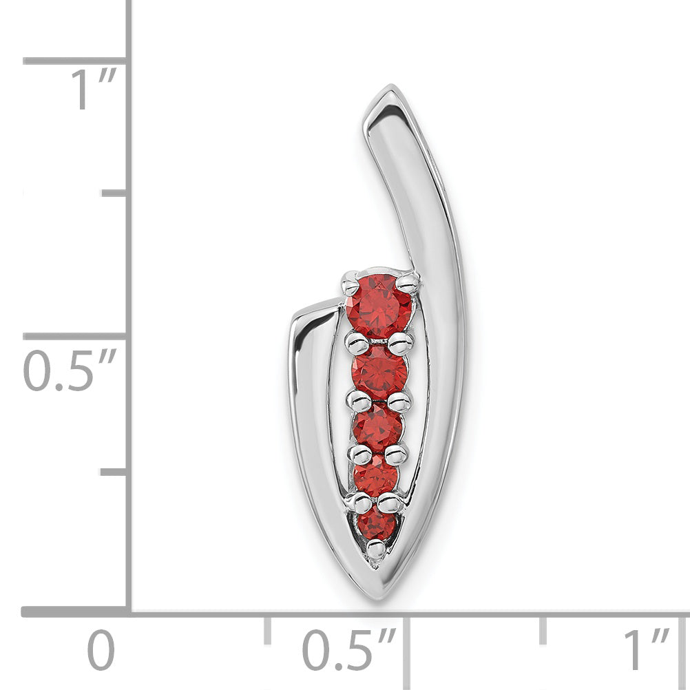 Sterling Silver Polished Fancy Red Cz Slide Pendant