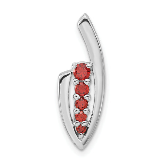 Sterling Silver Polished Fancy Red Cz Slide Pendant