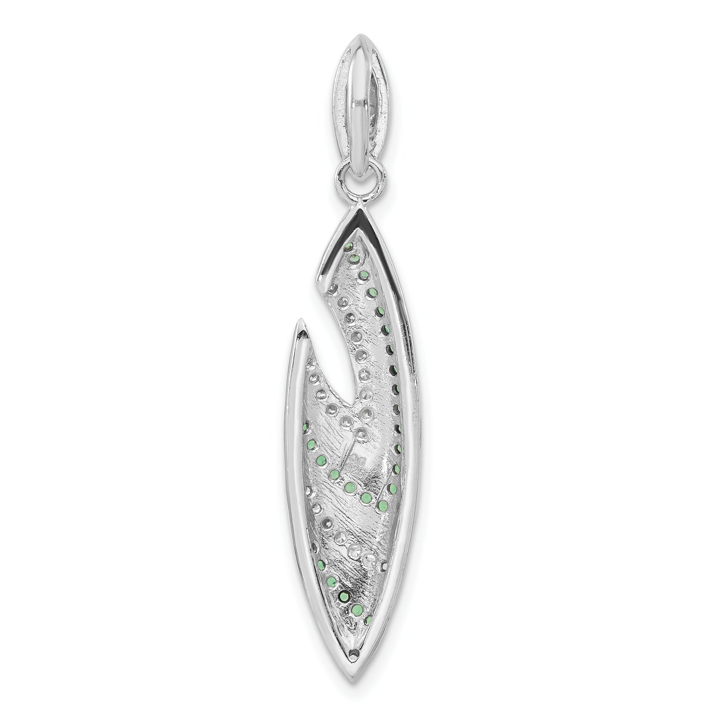 Sterling Silver & Black Rhodium Syn. Green Spinel Cz Slide Pendant