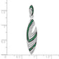 Sterling Silver & Black Rhodium Syn. Green Spinel Cz Slide Pendant