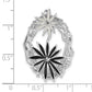 Sterling Silver Polished & Satin Black White Enamel Cz Slide