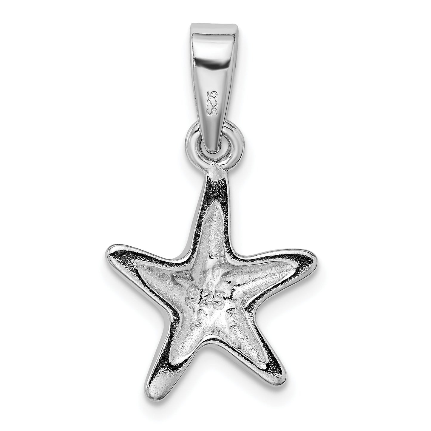 Sterling Silver Rhodium Created Blue Opal Starfish Pendant