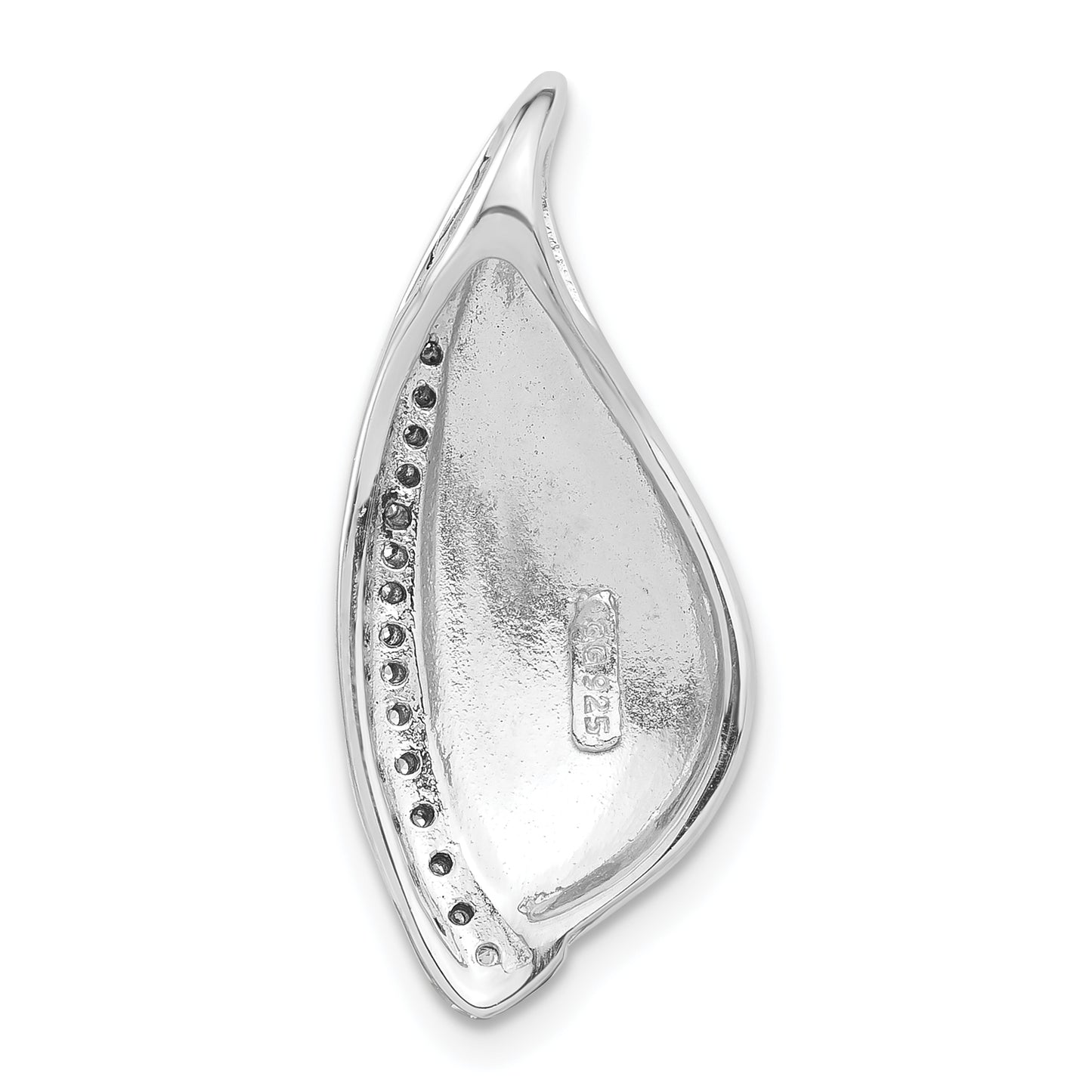 Sterling Silver Polished & Satin Cz Fancy Chain Slide Pendant