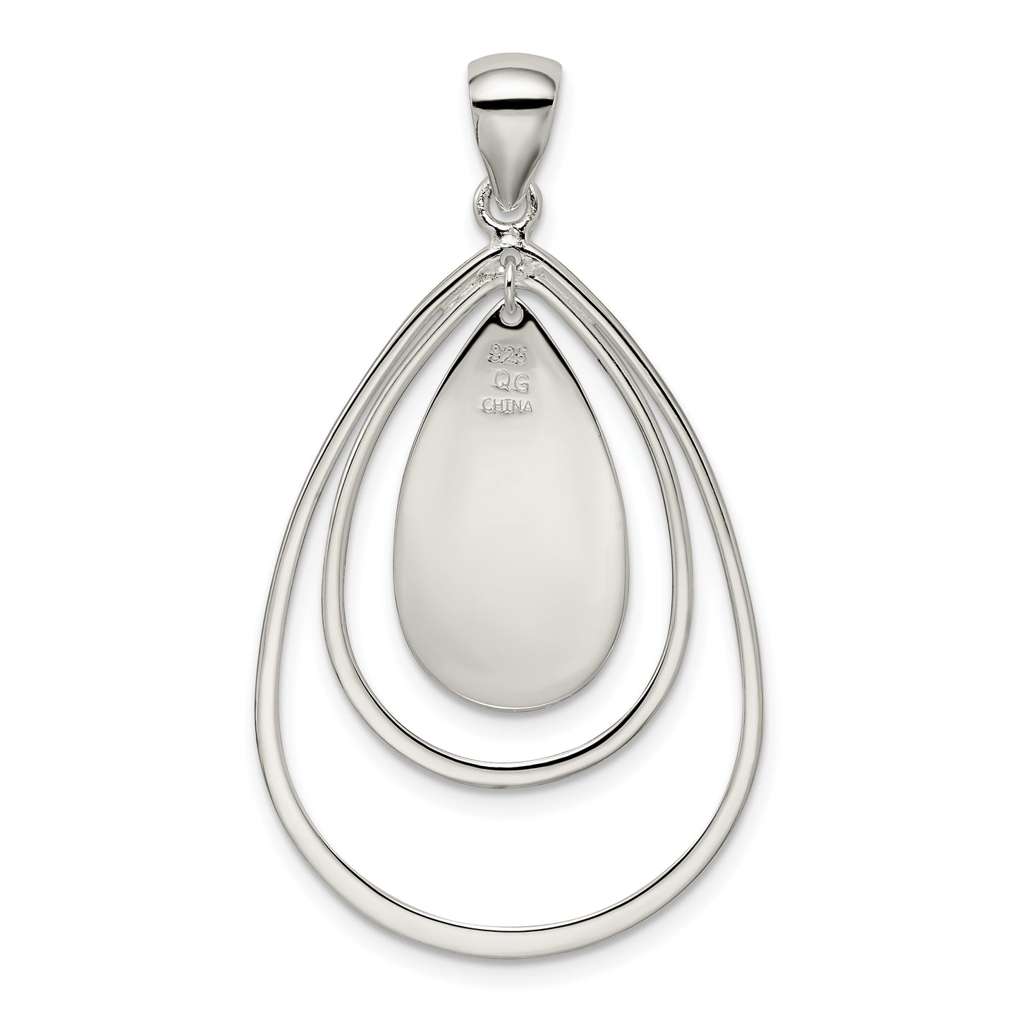 Sterling Silver Polished & Textured Teardrop Pendant