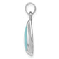 Sterling Silver Rhodium Polished Lab Created Turquoise Teardrop Pendant